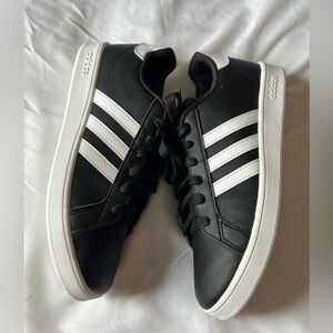 Adidas kids Black Sneakers with White Stripes